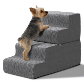 4-Step Dog Stairs Steps for High Bed, Pet Steps for Small Dogs and Cats, Non-Slip Removable Washable Cover Ramp for Indoor Outdoor Car SUV Couch Sofa