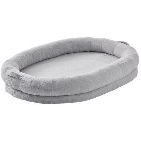 VEVOR Human Dog Bed, 72" x48"x10" Human Dog Bed for Adult, Human Size Dog Bed with Washable Faux Rabbit Fur Cover, Egg Orthopedic Foam, Storage Pocket