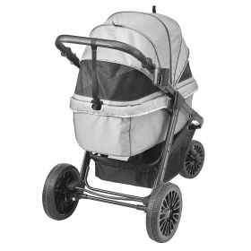 Pet Stroller, 3 PU Wheels Dog Stroller Rotate with Brakes, 75 lbs Weight Capacity, Puppy Stroller with Pet Pad, Storage Basket and External Cup Holder