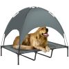 Elevated Dog Bed with Canopy, Portable Raised Dog Cot for XL Sized Dogs, Indoor & Outdoor, 48" x 36" x 43", Grey
