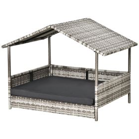 Wicker Pet House Dog Bed for Indoor/Outdoor Rattan Furniture with Cushion