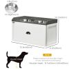 Elevated Dog Bowls Raised Pet Feeding Station with Storage 2 Stainless Steel Bowls, 23.6"x11.8" x14.2", White