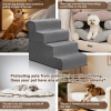 4-Step Dog Stairs Steps for High Bed, Pet Steps for Small Dogs and Cats, Non-Slip Removable Washable Cover Ramp for Indoor Outdoor Car SUV Couch Sofa