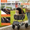Pet Stroller, 4 Wheels Dog Stroller Rotate with Brakes, 66 lbs Weight Capacity, Puppy Stroller with Detachable Carrier, Storage Basket and Pet Pad