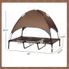 48" x 36" Elevated Portable Dog Cot Cooling Pet Bed with UV Protection Canopy Shade, Coffee