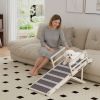 Dog Ramp, Folding Pet Ramp, 4 Adjustable Height from 15" to 19", Dog Step with Side Rails for Small to Large Pets