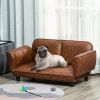 Pet Sofa Dog Bed Couch, Foldable Cat Lounger PU Leather Cover for Small & Large Sized Animals, 39" x 21.75" x 17.75", Brown