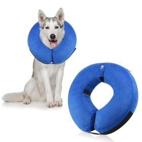 Soft Dog Cone Collar for After Surgery - Inflatable Dog Neck Donut Collar - Elizabethan Collar for Dogs Recovery (colour: CQLQ01 Blue Velcro, size: s)